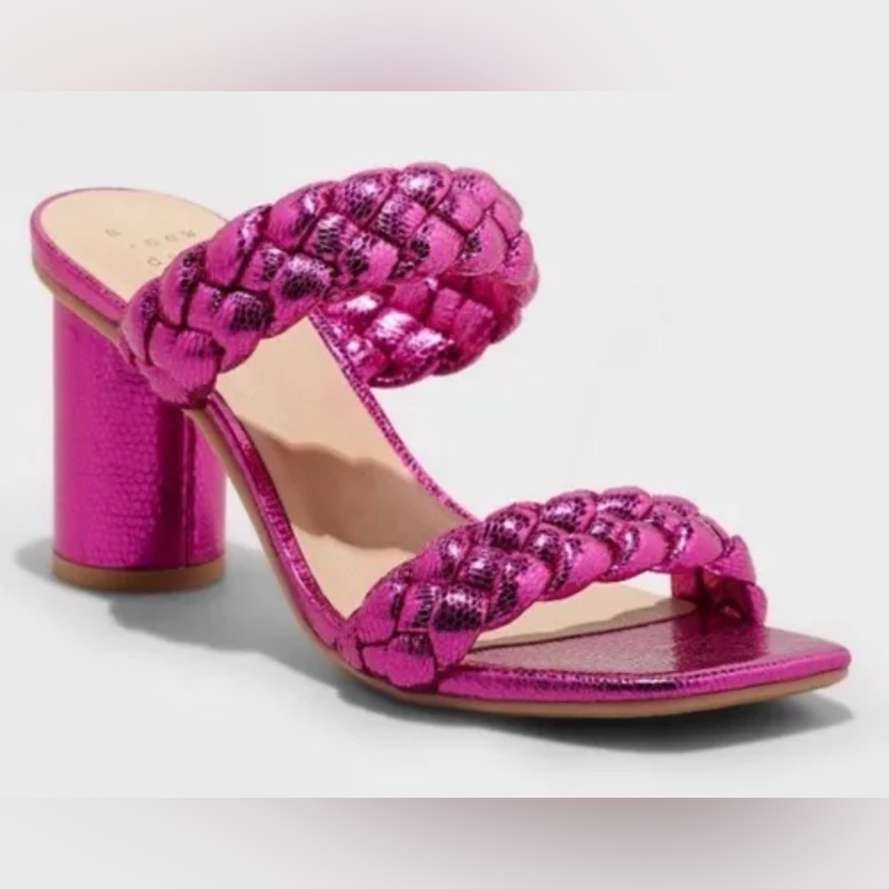 Stylish kicks; Women's Pink Braided Heeled Sandals